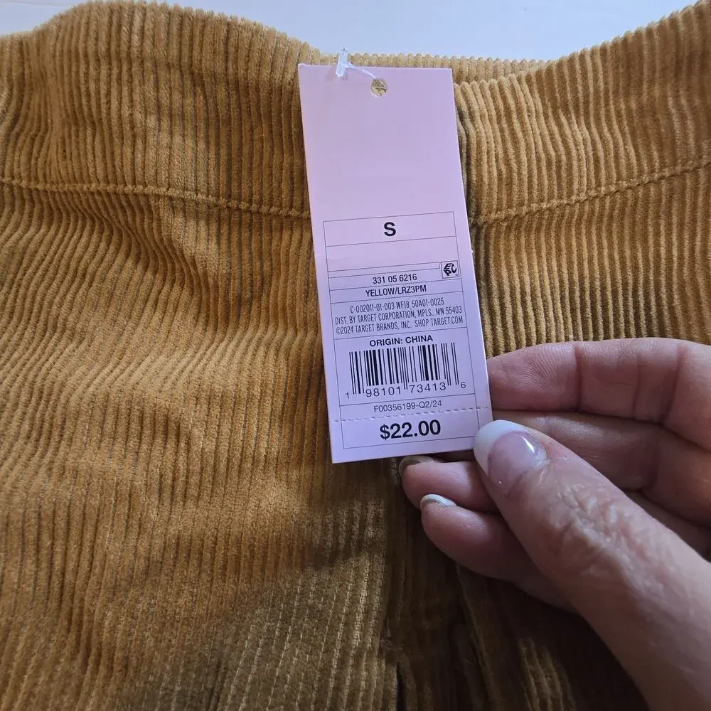 Wild Fable NWT Corduroy Mini Cargo Skirt Womens LG Tan Brown Academia Preppy - Picture 6 of 11